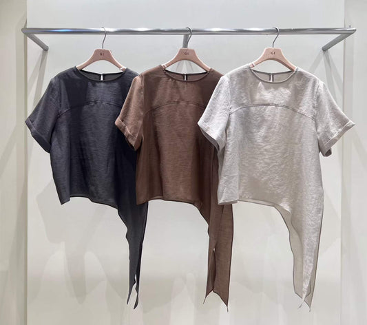 ♡Soft Knot 日常百搭綁結天絲短袖上衣♡ (C260915)