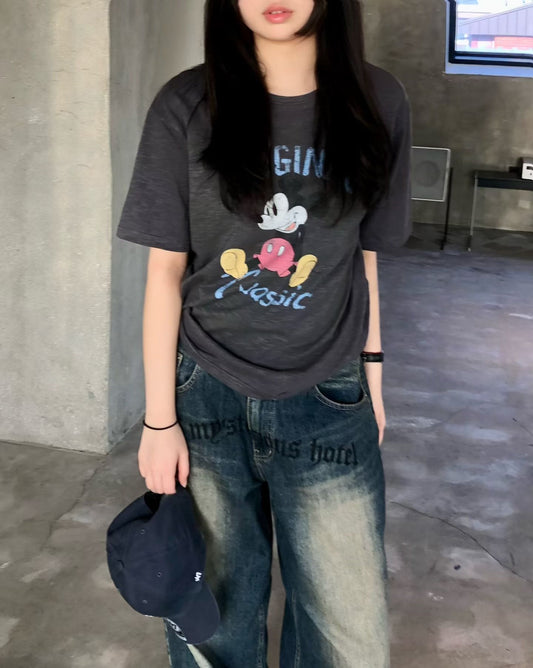 ♡Disney授權復古刷色經典米奇T ♡ (C260526)