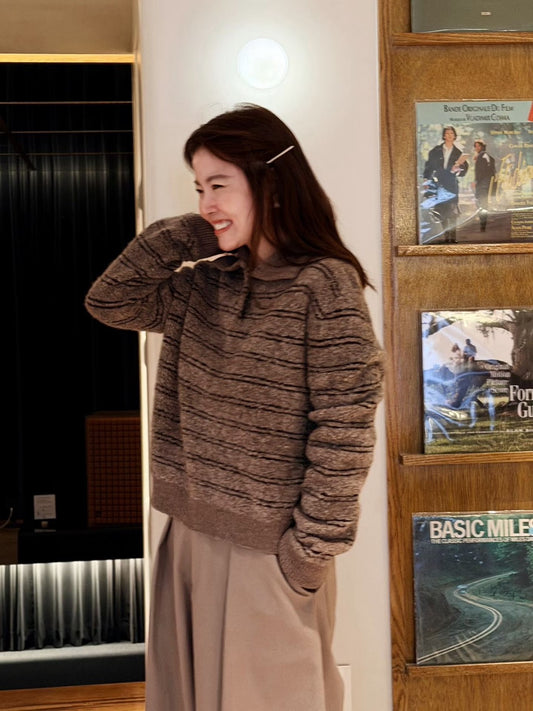 ♡粗花紋理排扣半高領毛衣♡ (C251239)