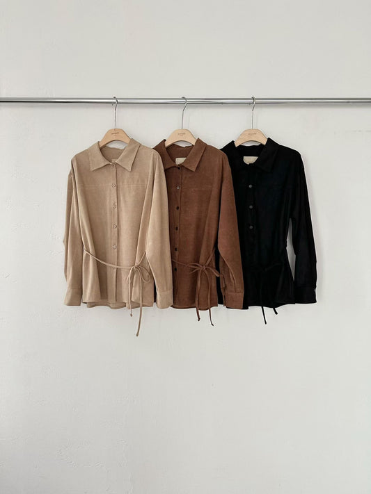 ♡柔霧麂皮綁帶襯衫♡ (C251116)