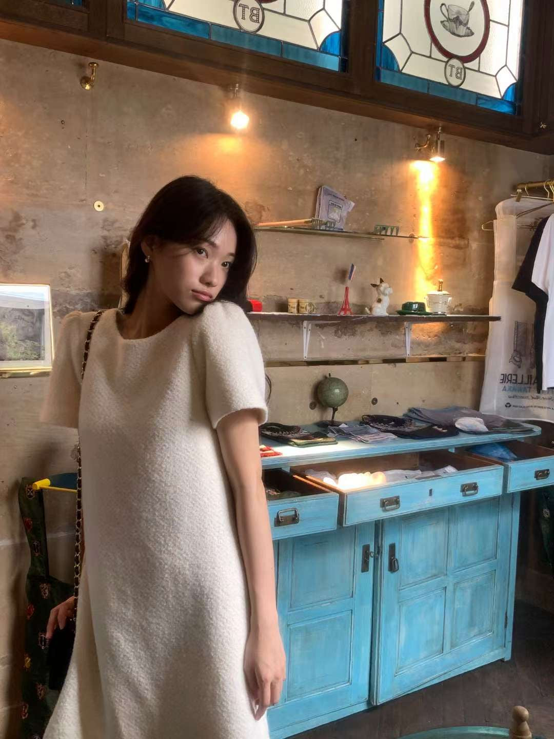 ♡都會小香風毛呢短袖裝洋♡ (C251280)