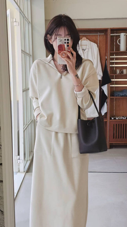 ♡Oni家♡ 質感混羊毛羅馬布拉鍊上衣 (C251287)