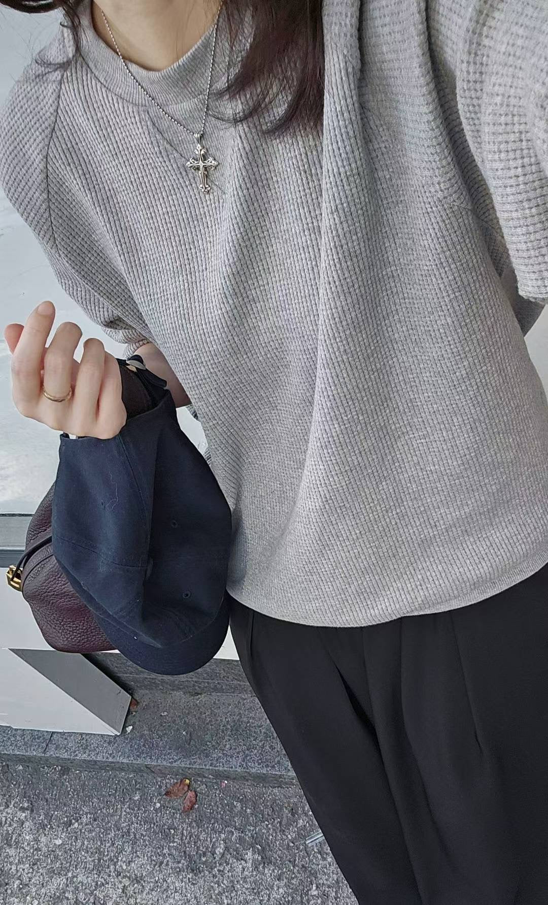 ♡Oni家♡ 鬆餅格休閒大學衛衣 (C251003)