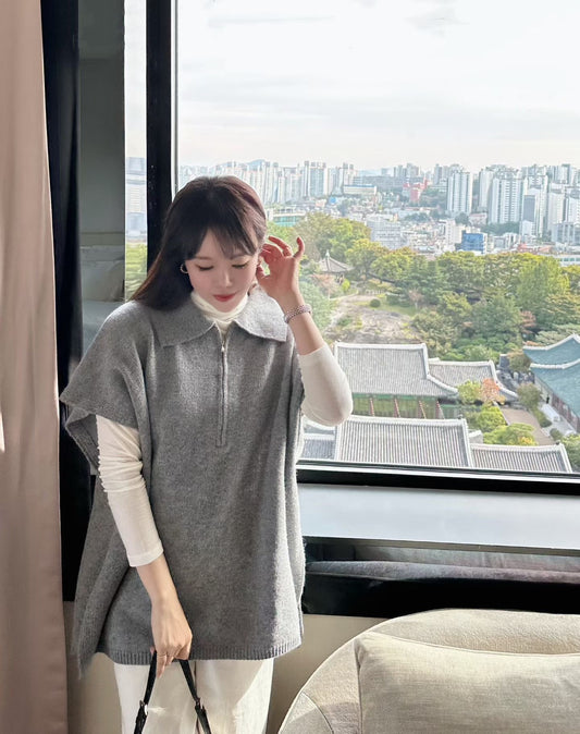 ♡輕奢極暖斗篷式披肩兩穿上衣♡ (C251236)