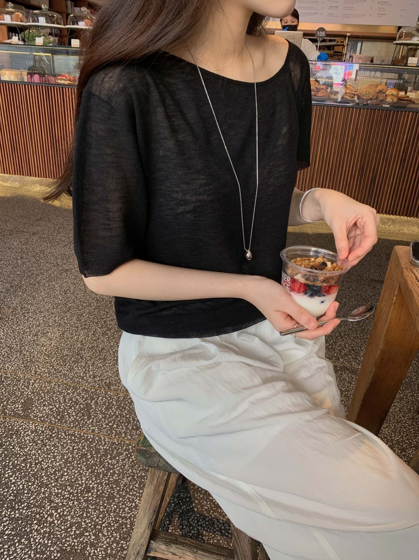 ♡輕薄鬆弛感大U領針織上衣♡ (C260511)
