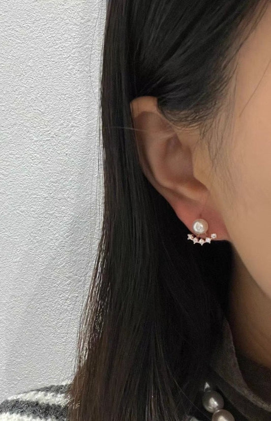 ❣ 珍珠排鑽耳環 ❣ (E250305)