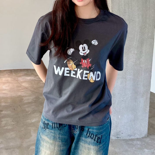 ♡元氣米奇WEEKEND舒適短T♡ (C260530)