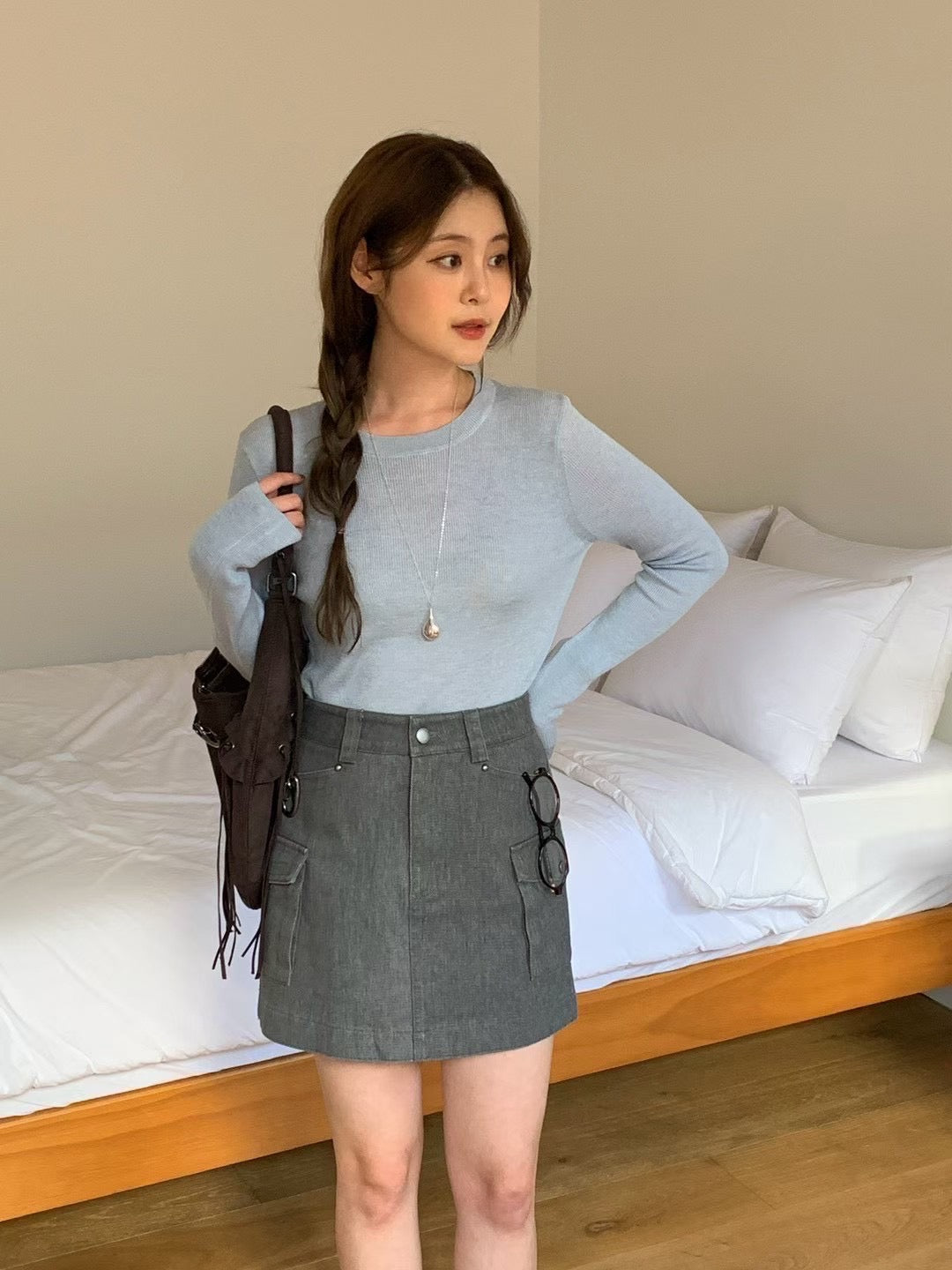 ♡ 柔霧百搭修身細針織上衣♡ (C250942)