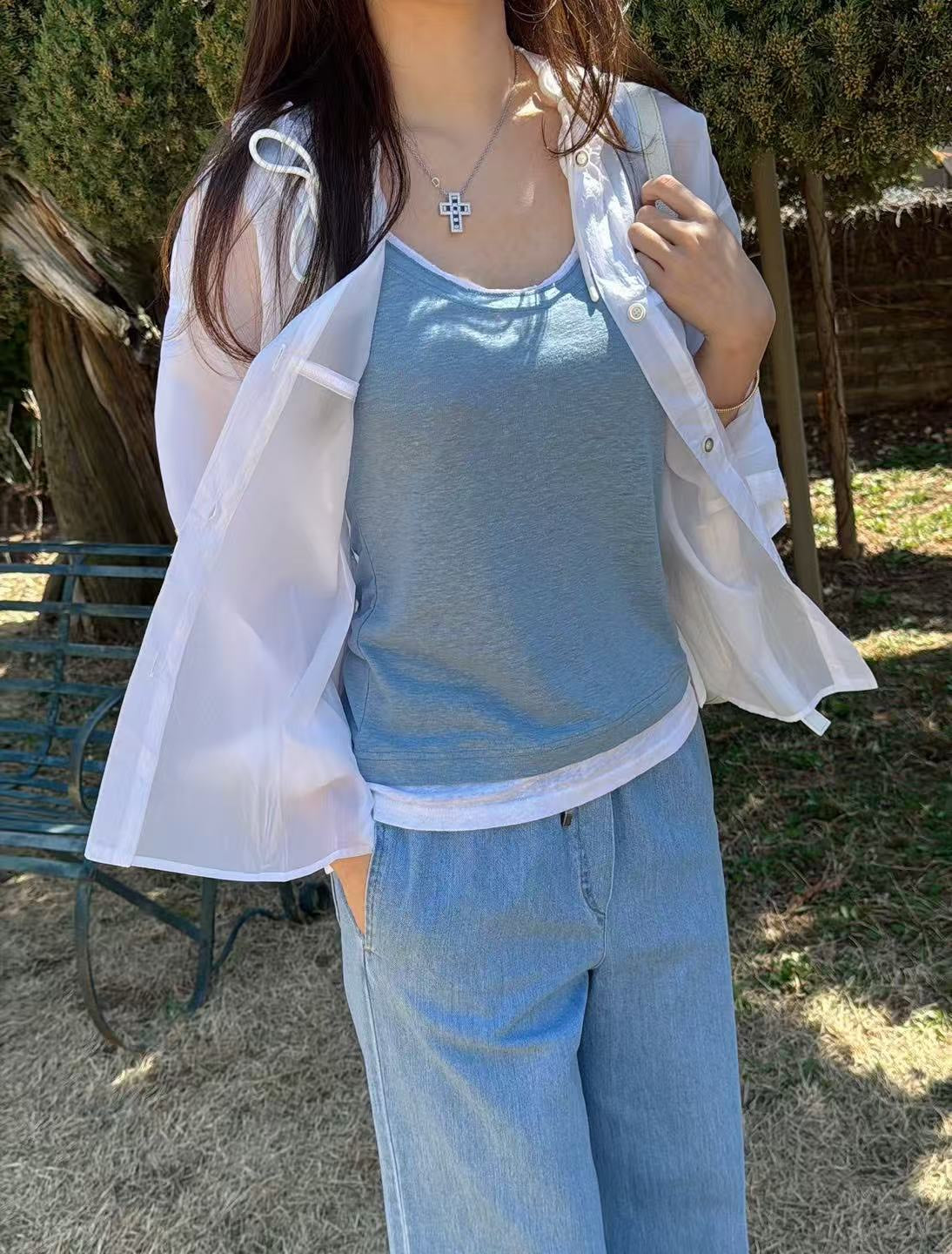 ♡幻影雙色層次感背心♡ (C250810)