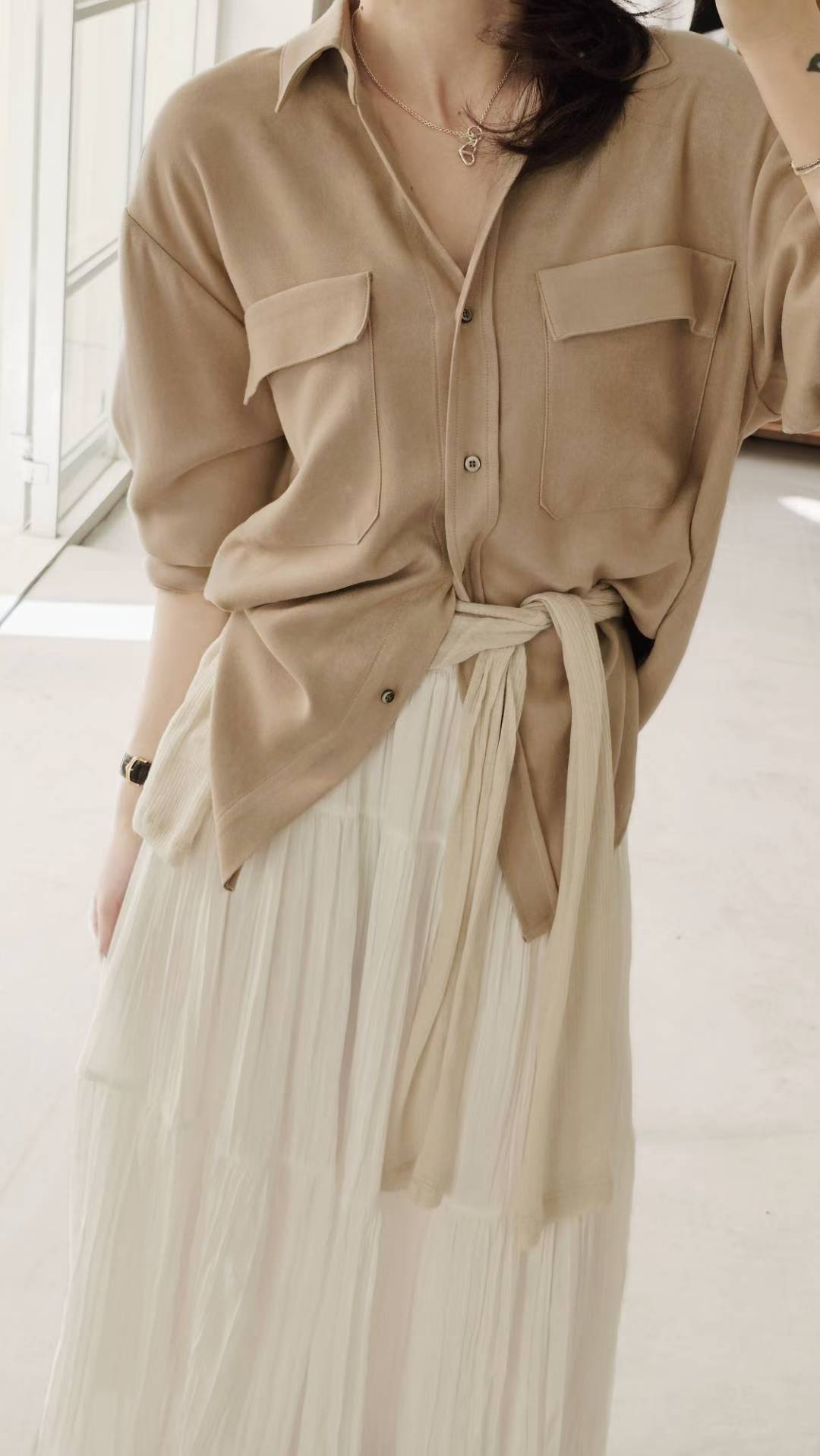 ♡Oni家♡仿麂皮細絨休閒襯衫 (C251043)