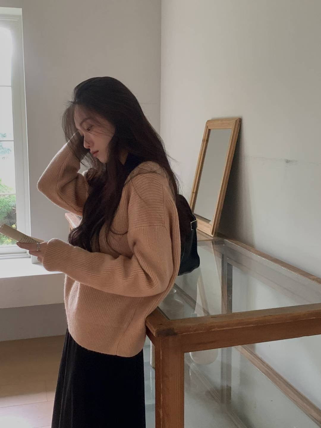 ♡法式日常百搭雲朵細羅紋上衣♡ (C251283)