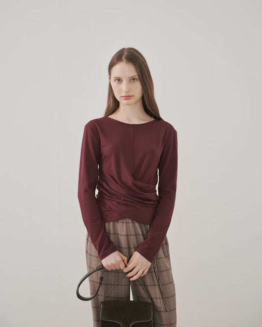 ♡修身扭結造型薄長Tee♡ (C250915)