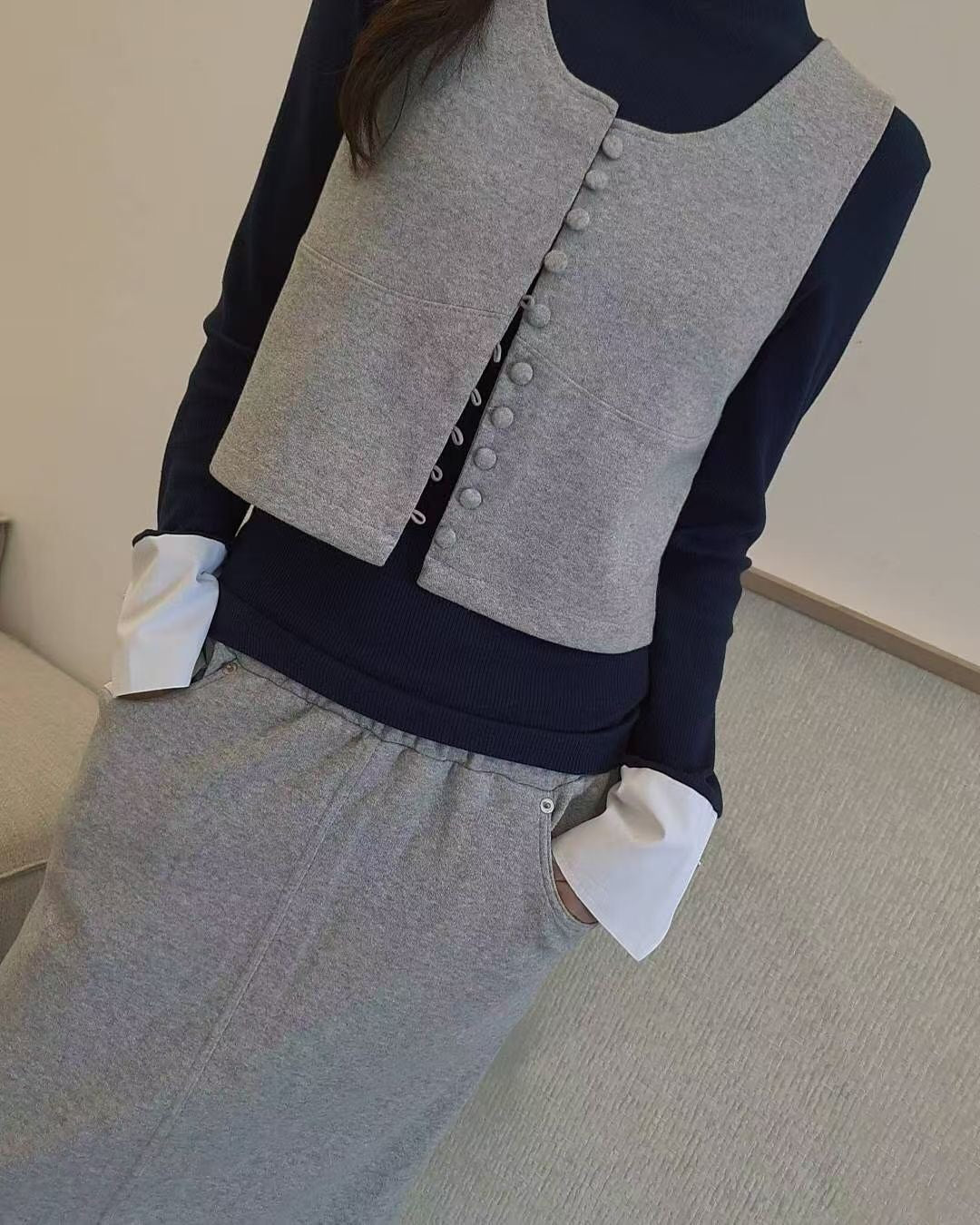 ♡質感排扣馬甲背心上衣♡ (C251164)