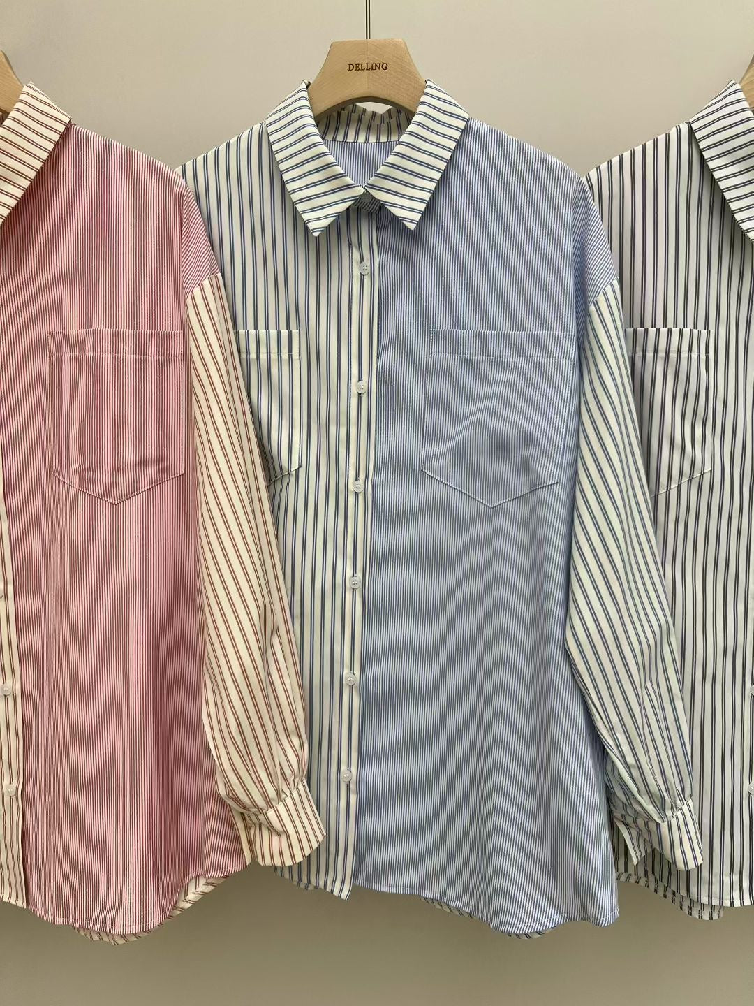 ♡雙色條紋男友襯衫♡ (C250910)