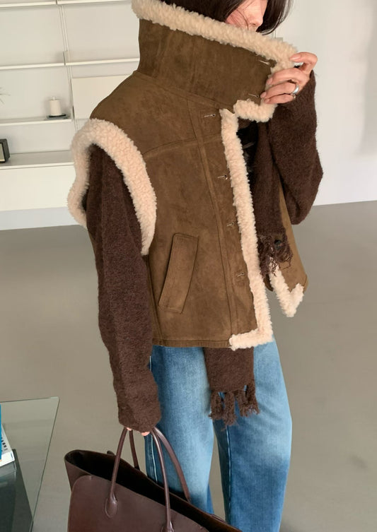 ♡迪羊羔麂皮背心♡ (C251213)