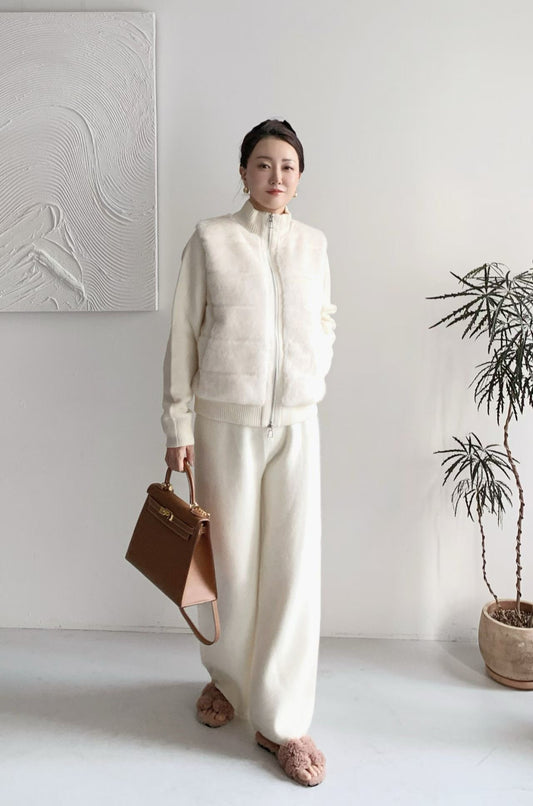 ♡貴氣暖絨拼接立領拉鍊外套♡ (C251271)