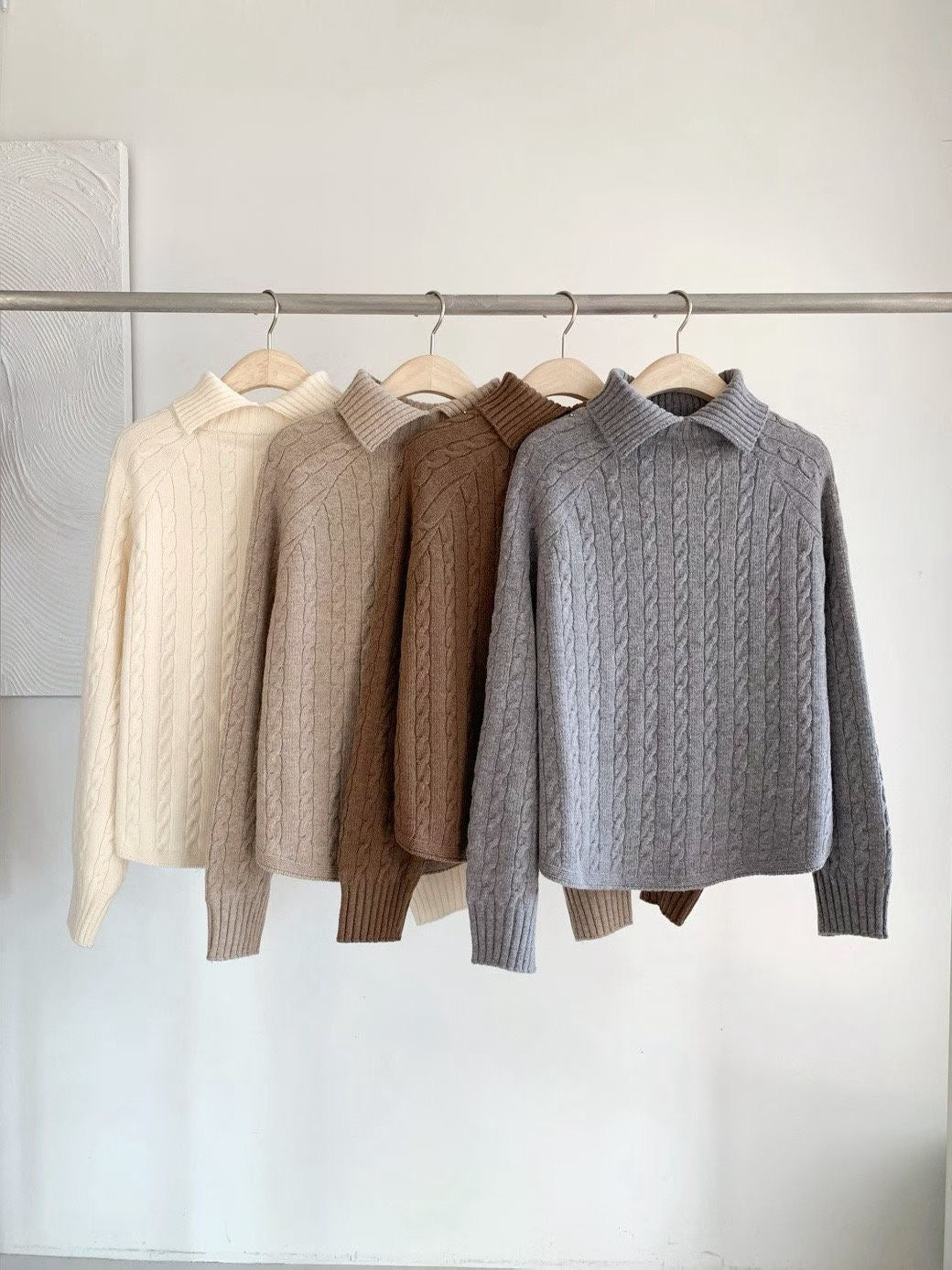 ♡輕鬆質感繭形麻花高領毛衣♡ (C251269)