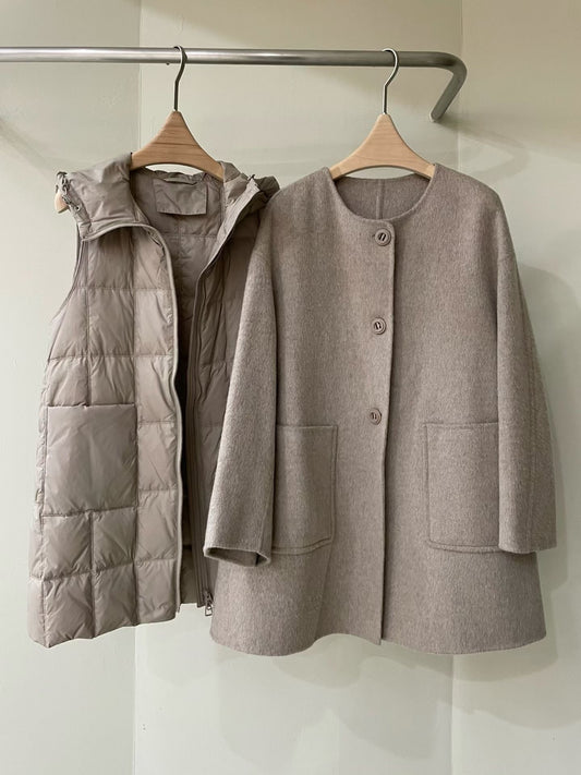 ♡實穿保暖二件式三穿毛呢大衣♡ (C251215)