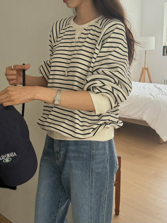 ♡慵懶感實穿細條紋長袖T♡ (C260520)