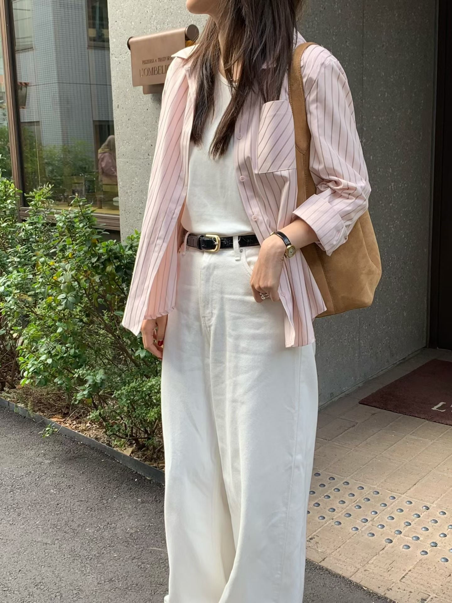 ♡清新撞向條紋休閒襯衫♡ (C260343)
