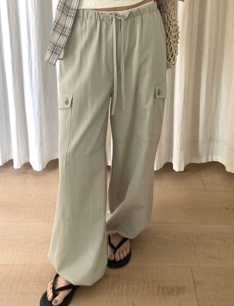 ♡夏日涼感百搭工裝寬褲♡ (C260636)
