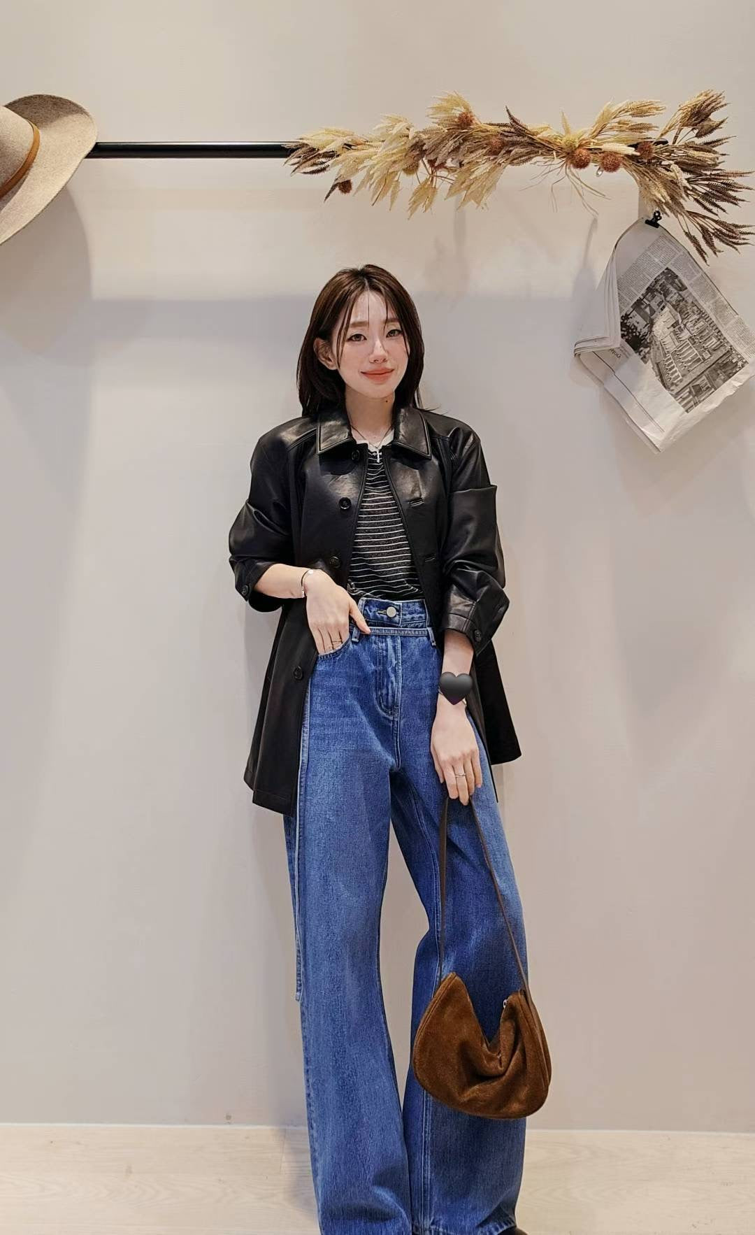 ♡Oni家♡極簡俐落仿皮革長夾克 (C251166)