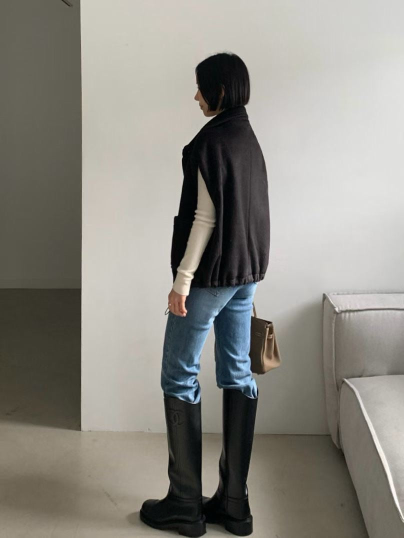 ♡翻領羊毛束口帶背心♡ (C251168)