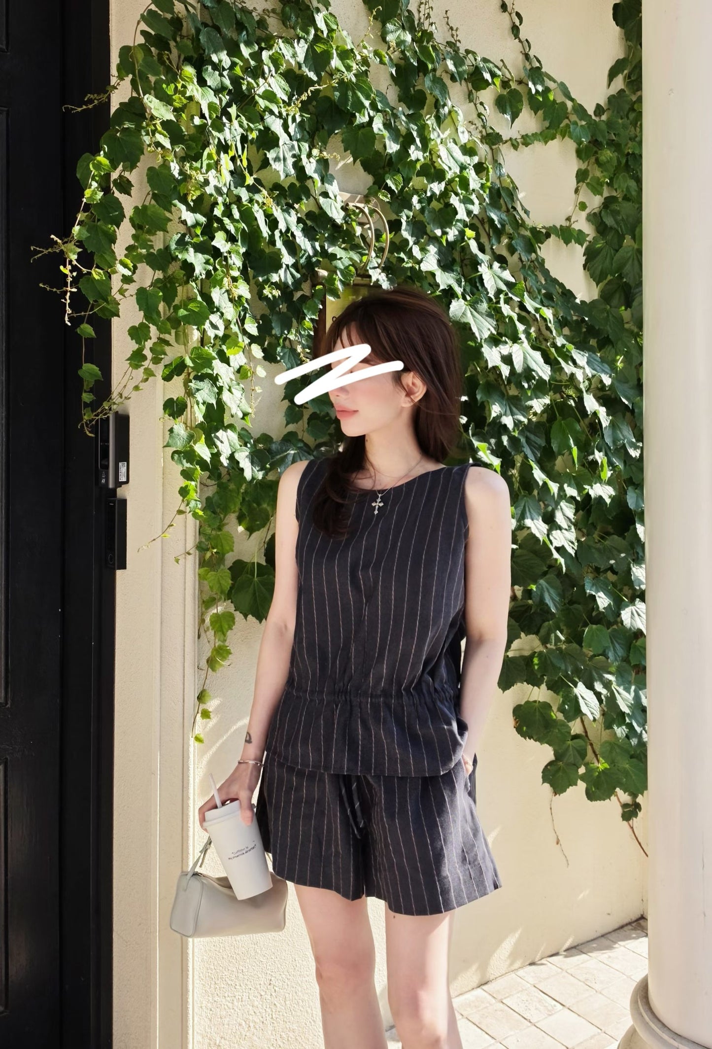 ♡Oni家♡夏日棉麻雙面條紋背心 (C260670)