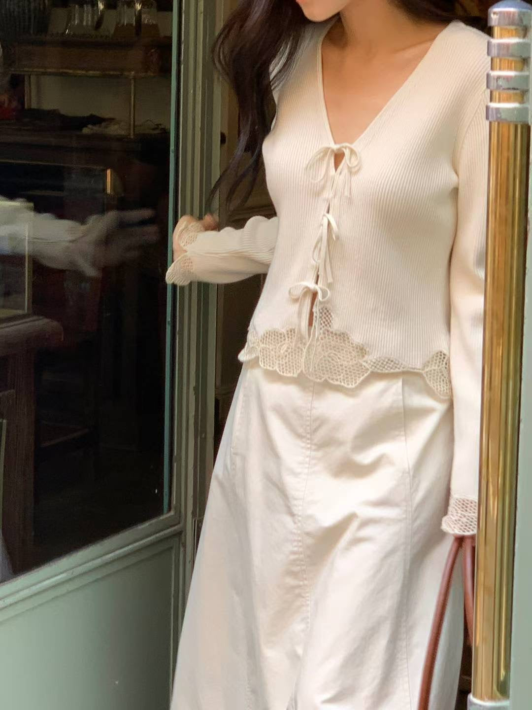 ♡鈎花拼接浪漫針織外套♡ (C251011)