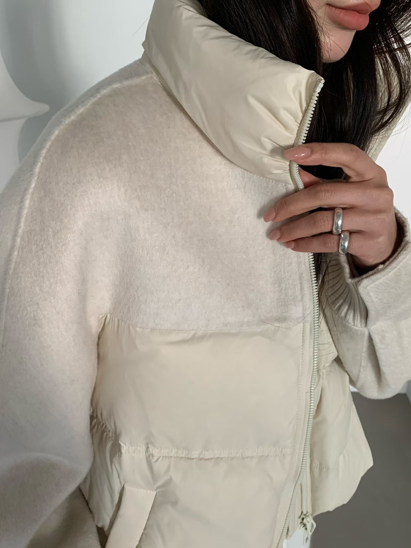 ♡質感異材質立領外套♡ (C251208)