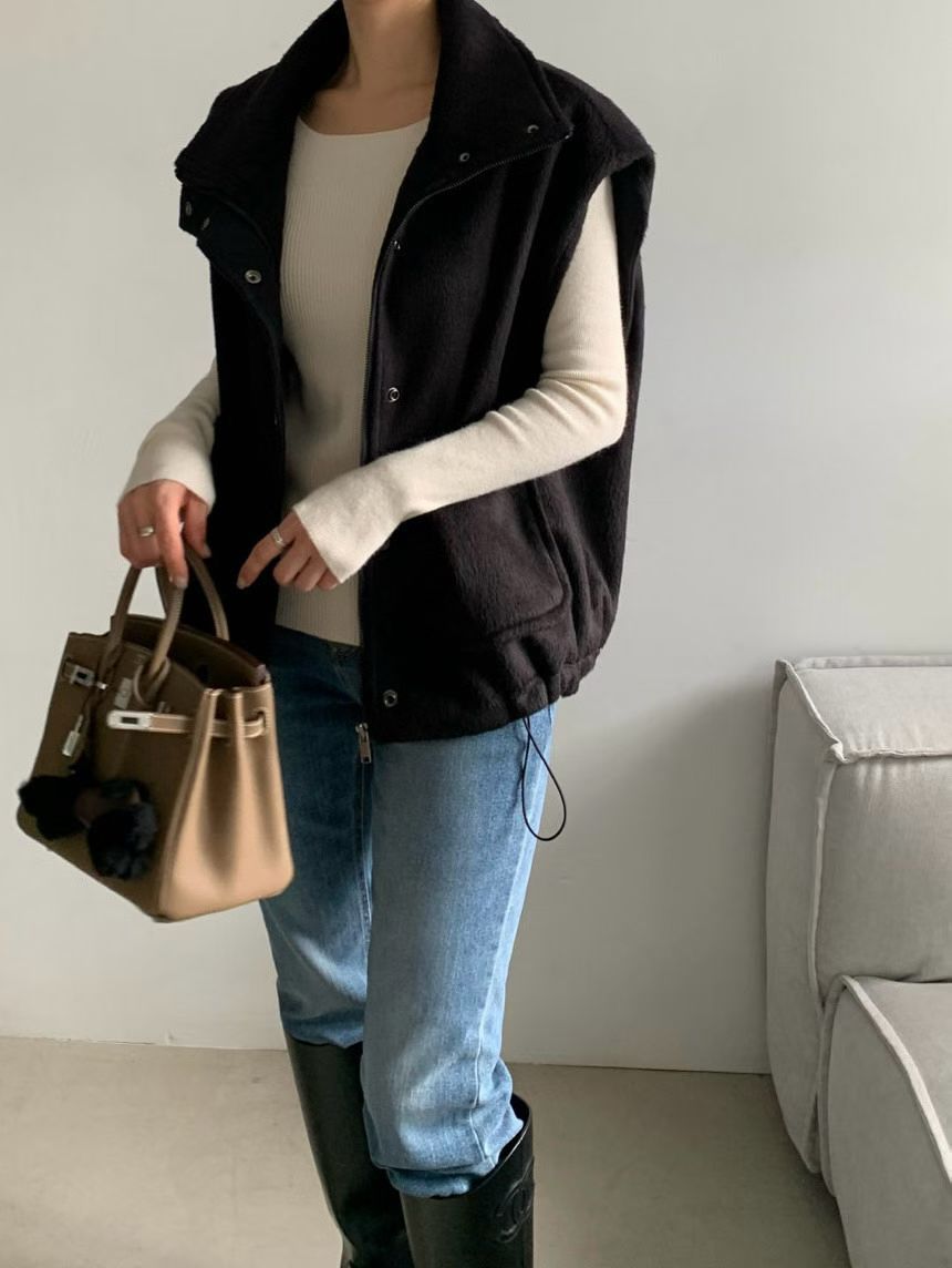 ♡翻領羊毛束口帶背心♡ (C251168)