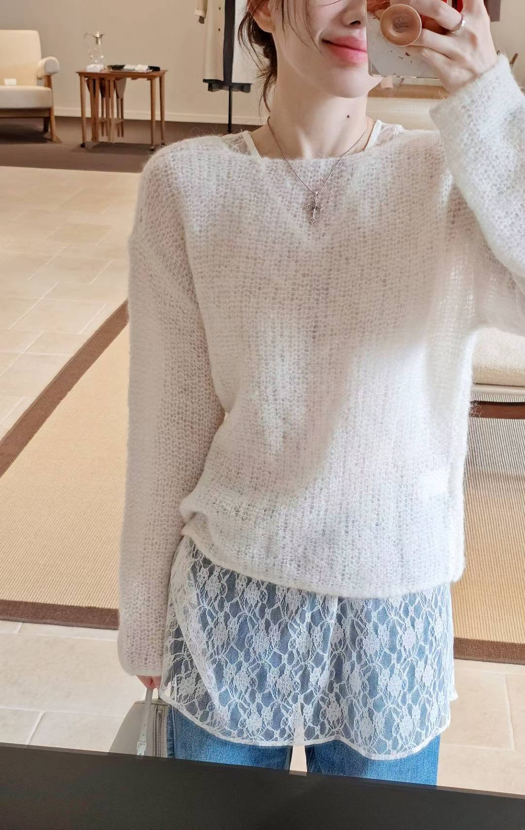 ♡Oni家♡搭配好物V領蕾絲長背心 (C251103)