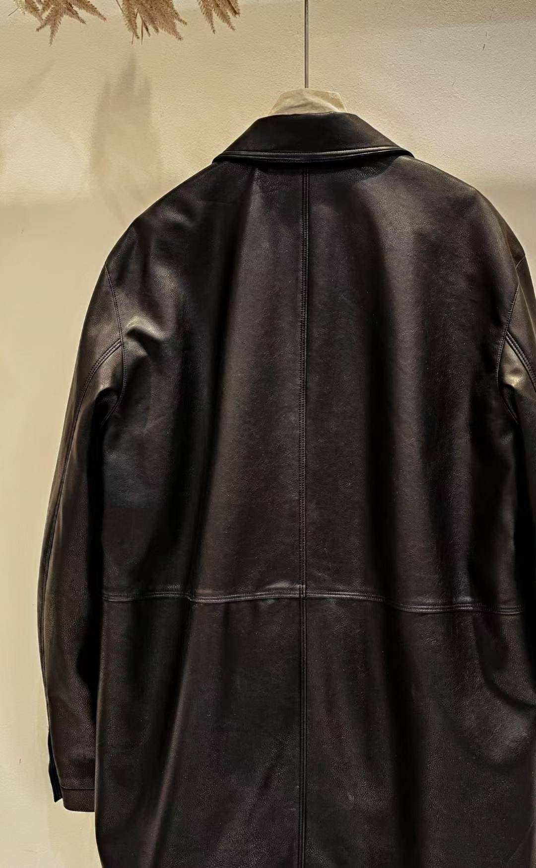 ♡Oni家♡極簡俐落仿皮革長夾克 (C251166)