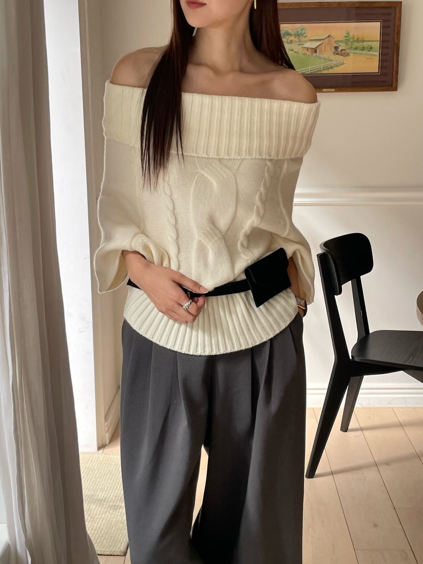 ♡一衣多穿斗篷感針織上衣♡ (C251128)