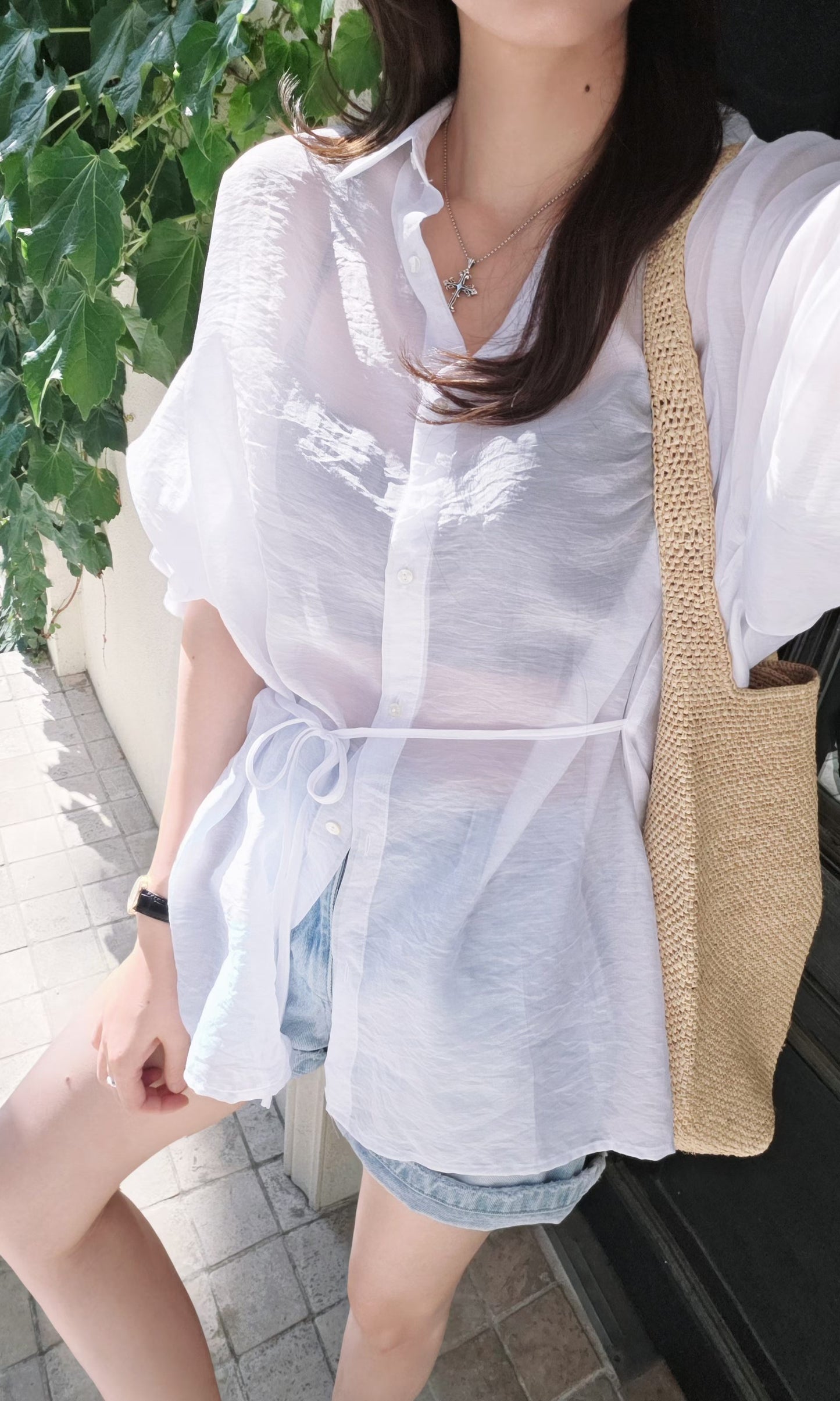 ♡Oni家♡氧氣感透肌天絲襯衫 (C260663)