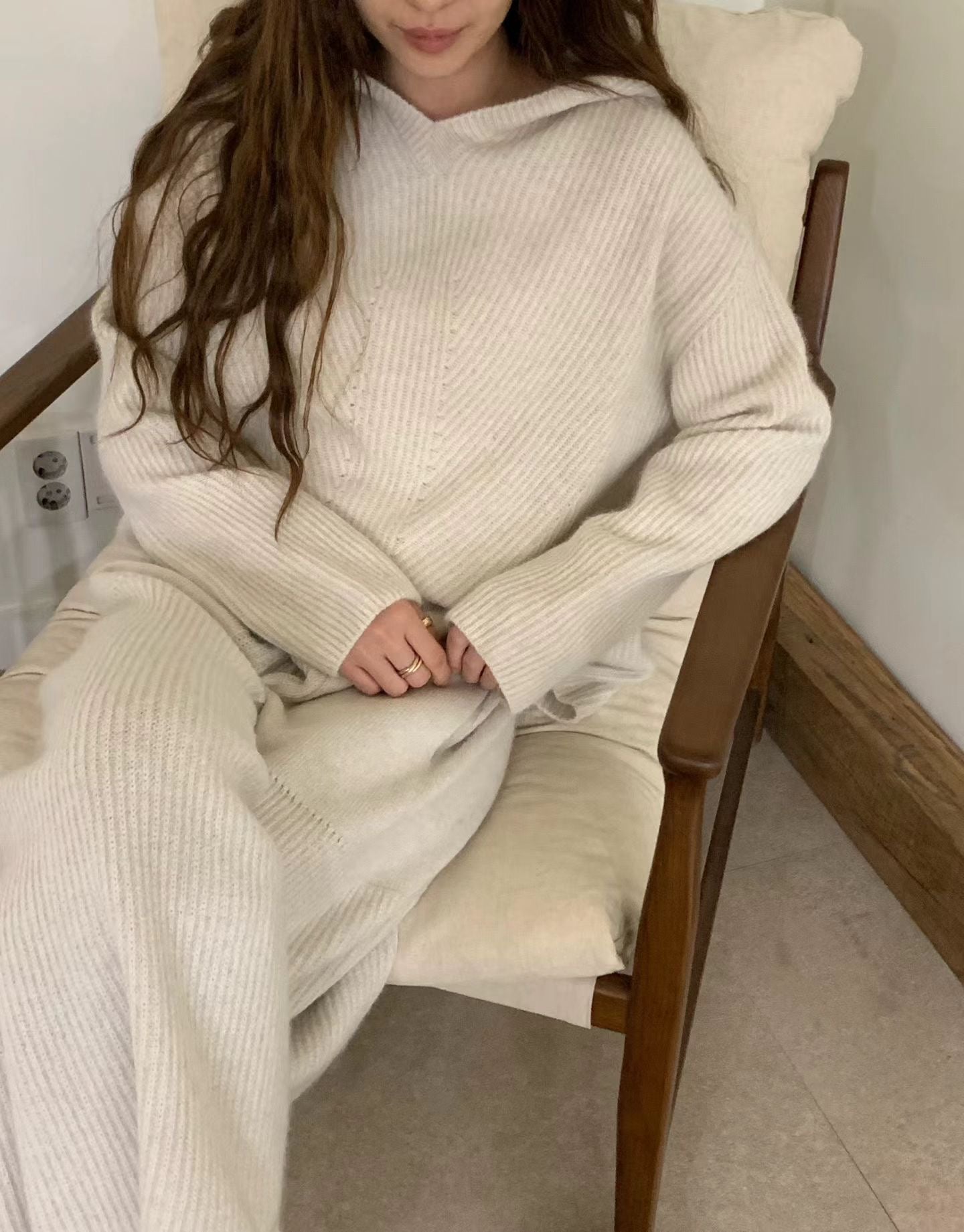 ♡氣質Oni家♡雲織柔暖立體紋連帽針織衫 (C251227)