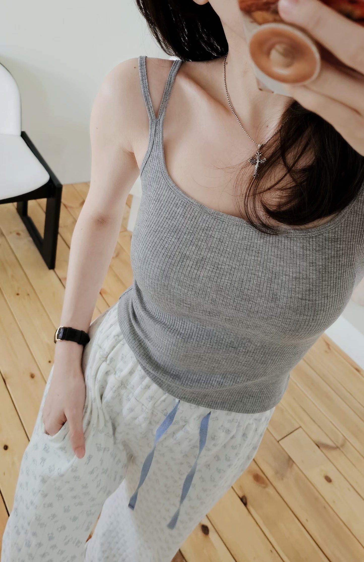 ♡Oni家♡坑條BRATOP細肩帶上衣 (C260301)