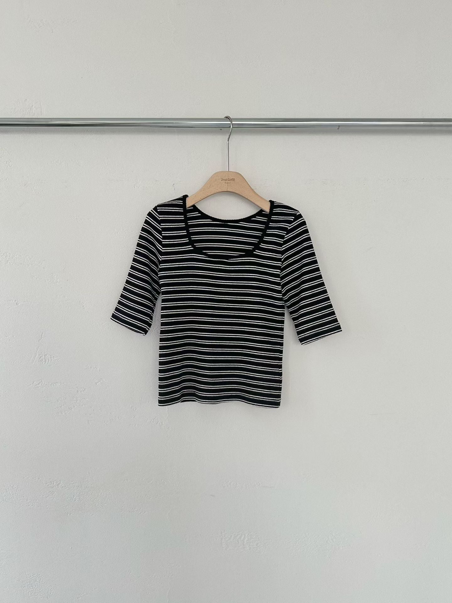 ♡方圓領兩穿五分袖上衣♡ (C251023)