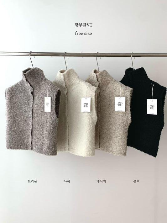 ♡毛呢感立領保暖背心♡ (C251265)