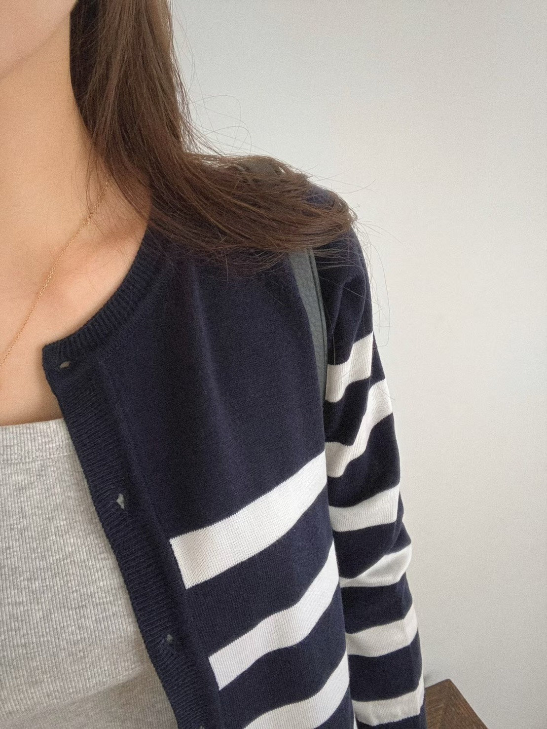 ♡法式三穿條紋開襟上衣♡ (C250935)