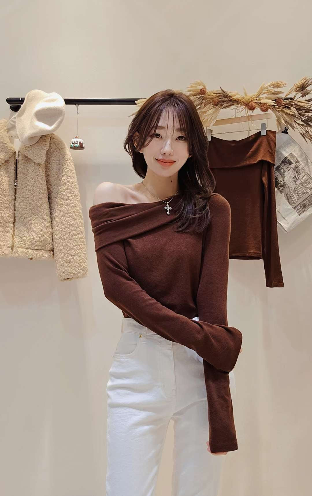 ♡Oni家♡多穿法露肩天絲羊毛超彈力T (C251260)