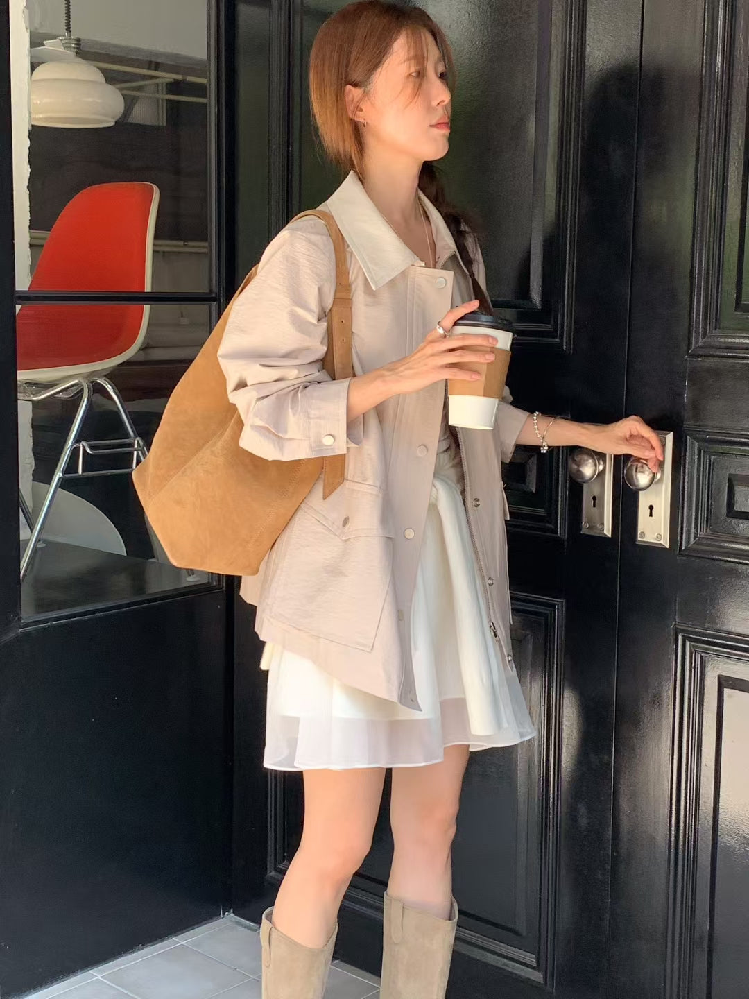 ♡質感撞色文青風衣外套♡ (C250949)