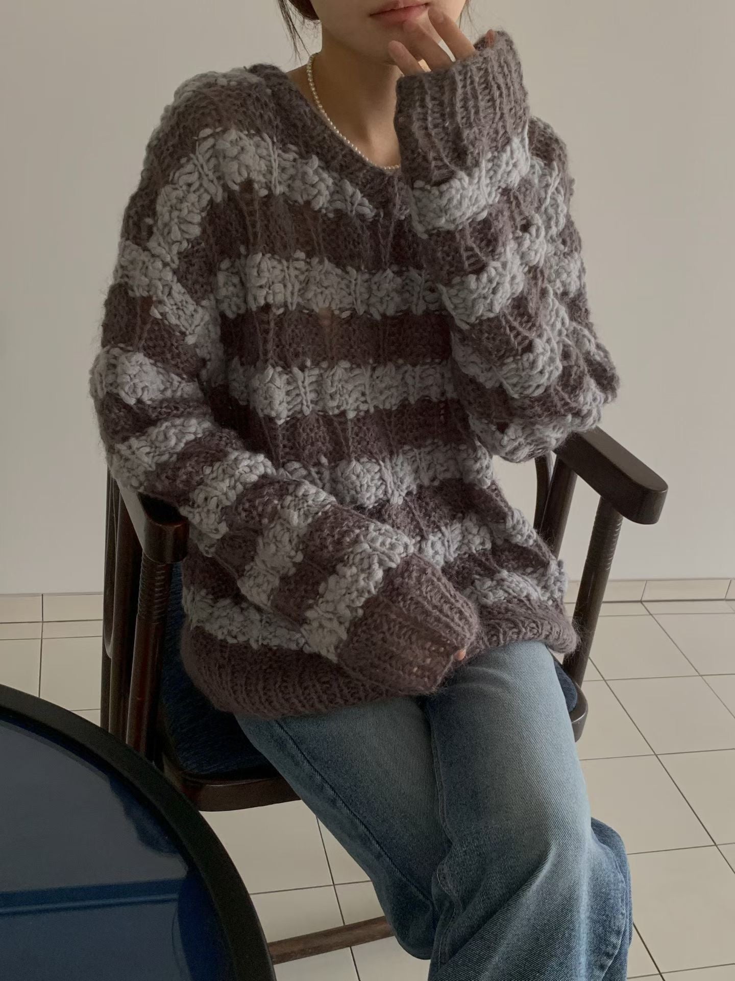 ♡立體花朵手工寬鬆毛衣♡ (C251028)