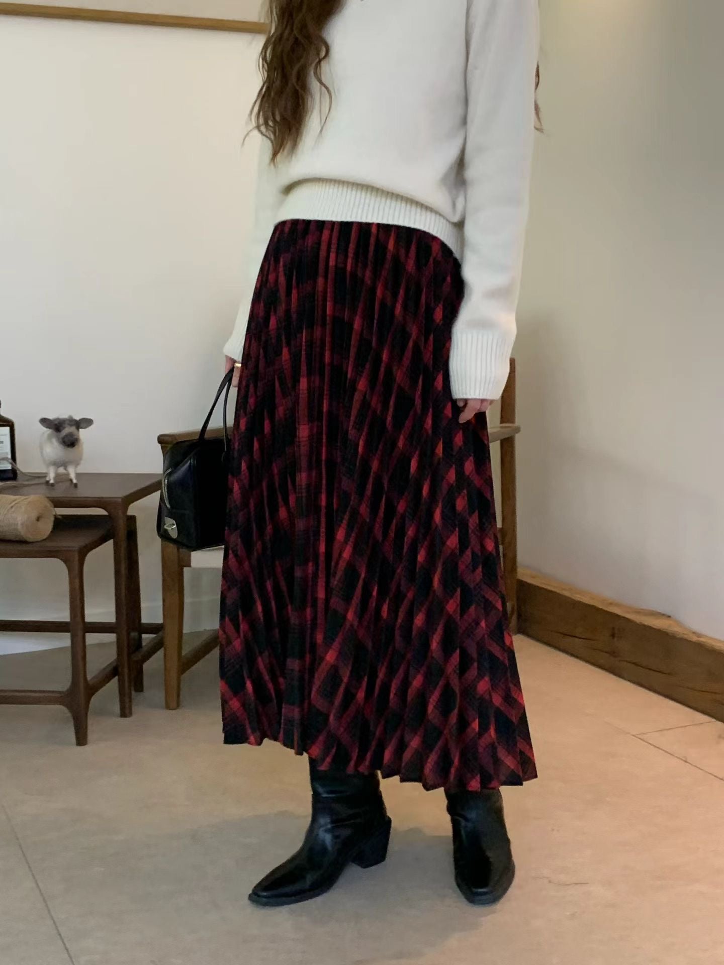 ♡氣質Oni家♡立體格韻垂墜百褶長裙 (C251232)