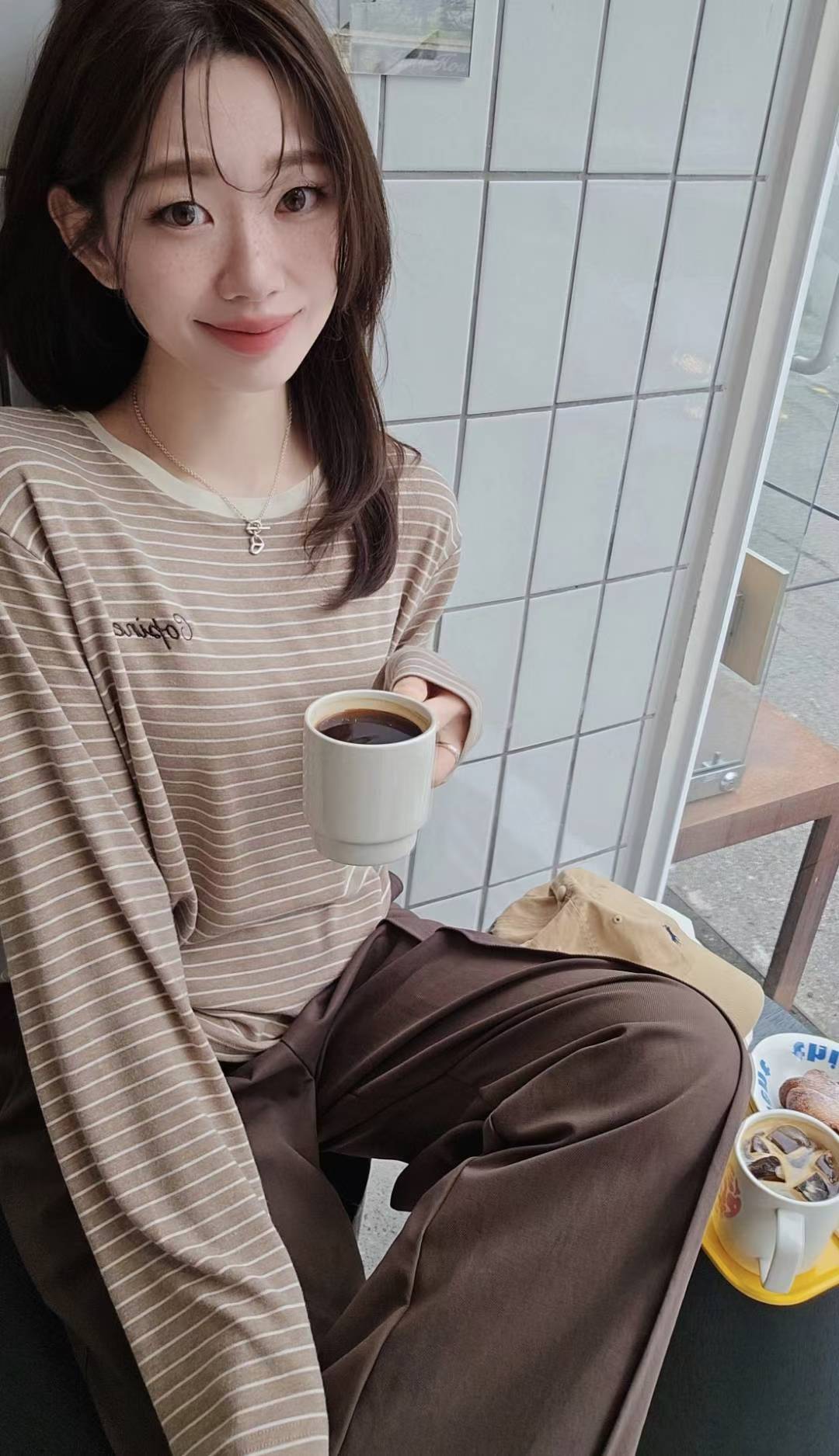 ♡Oni家♡品牌刺繡麻糬條紋T (C251152)