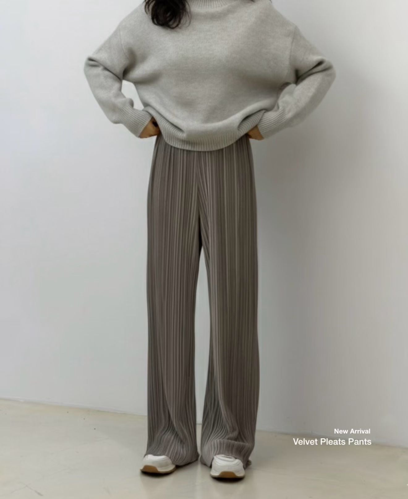 ♡天鵝絨細褶高垂感顯瘦寬褲♡ (C251251)
