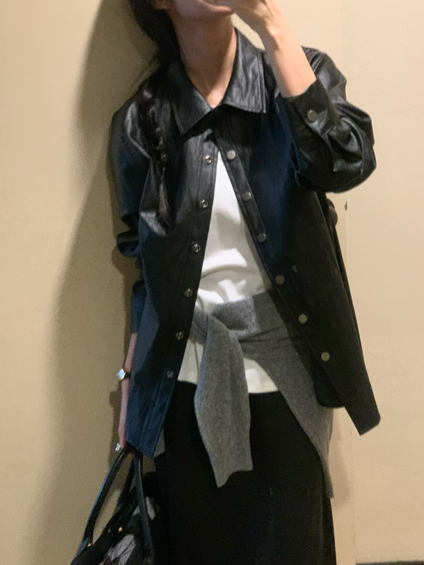 ♡亞光皮感襯衫外套♡ (C251037)