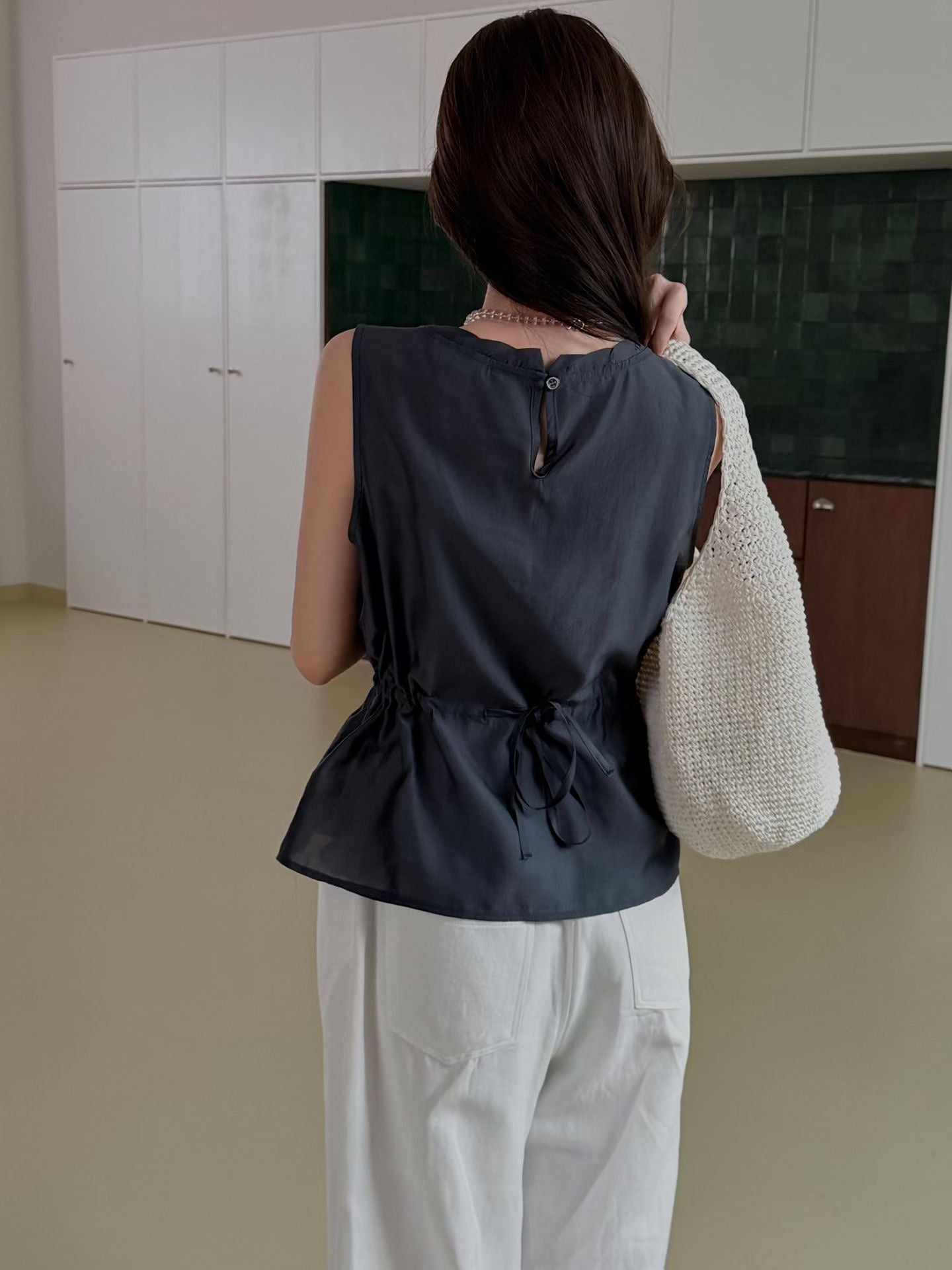 ♡氣質立體壓褶收腰背心♡ (C260535)