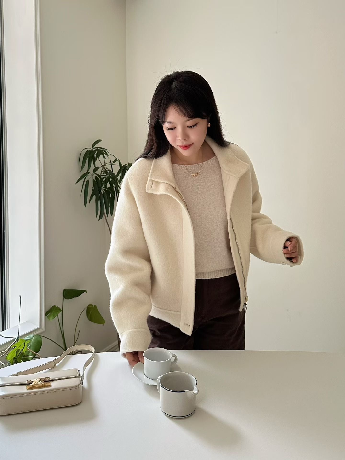 ♡極暖蘇麗羊駝立領外套♡ (C251122)