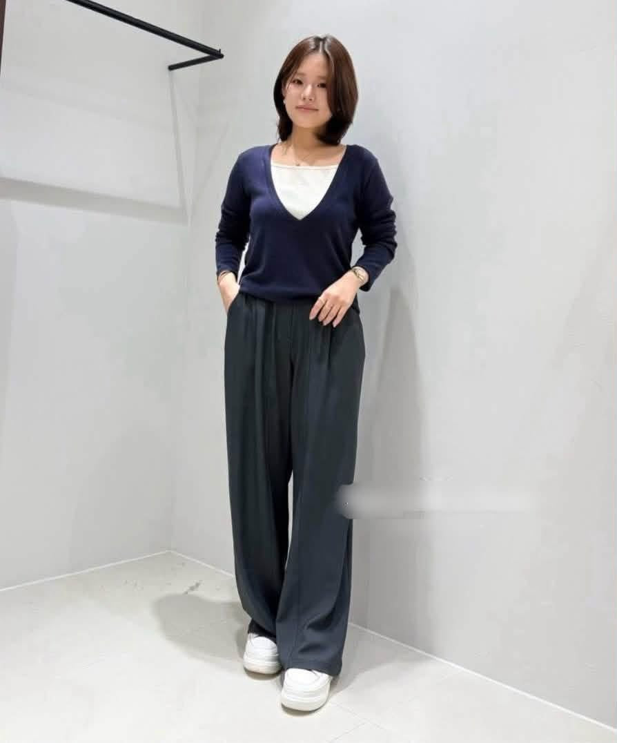 ♡百搭撞色拼接假兩件V領上衣♡ (C261020)